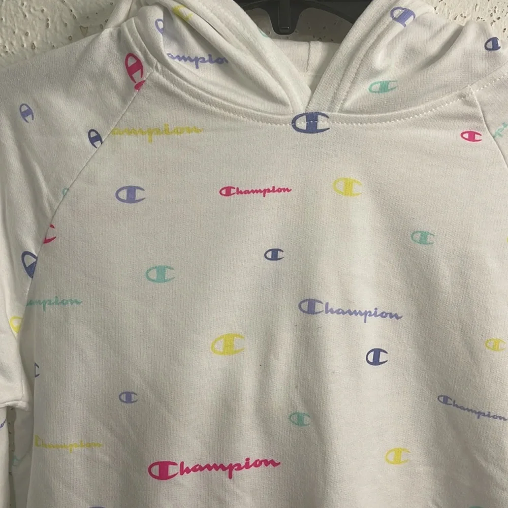 Champion Girls' Multicolor Logo Script French Terry Pullover Hoodie - Picture 2 of 8